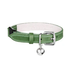 Collier En Cuir Pour Chat Collection Velouté -Chats Chiens Fournitures Magasin Designer Luxury Cat Collar Cheshire and Wain Fern Green