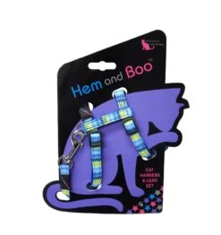 Chats Chiens Fournitures Magasin -Chats Chiens Fournitures Magasin Hem and Boo Blue Zig Zag Cat Harness Lead Set