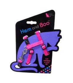 Harnais Et Laisse à Pois Pour Chat -Chats Chiens Fournitures Magasin Hem and Boo Pink Spotty Cat Harness Lead Set