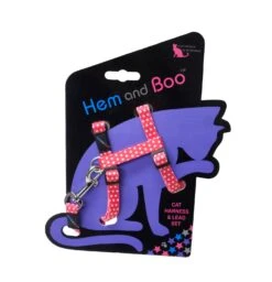 Harnais Et Laisse à Pois Pour Chat -Chats Chiens Fournitures Magasin Hem and Boo Red Spotty Cat Harness Lead Set