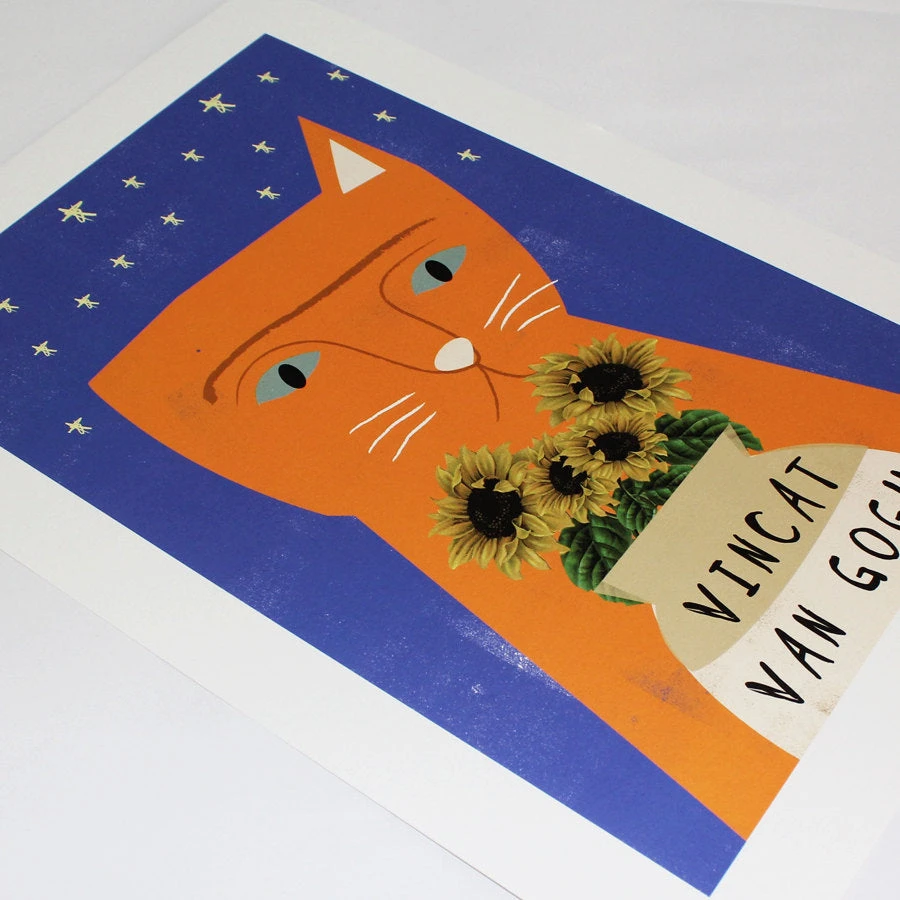 Affiche Chat Vincat Van Gogh 2 Affiche Chat Vincat Van Gogh – Image 2
