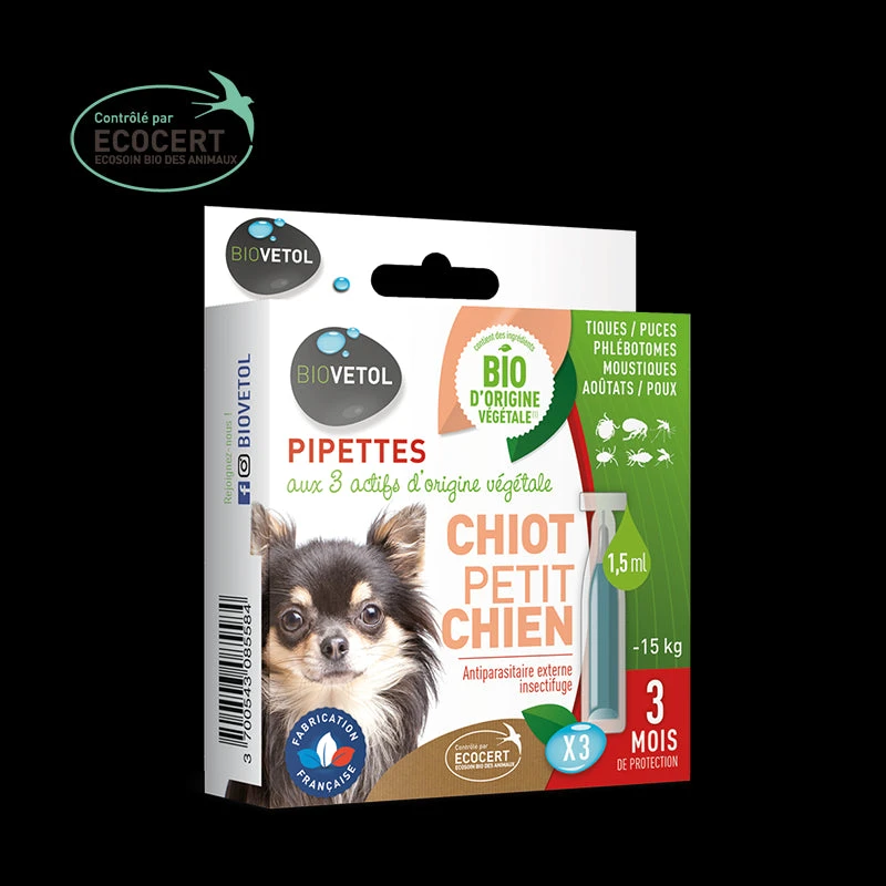 Pipettes Insectifuges Biovetol Chiots/petits Chiens 1 Pipettes Insectifuges Biovetol Chiots/petits Chiens