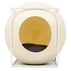 Le Cube Meyou -Chats Chiens Fournitures Magasin web cat cube metal champagne meyou paris front