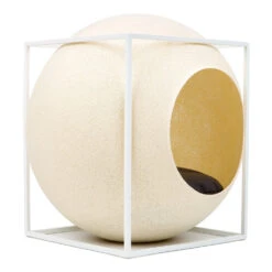 Le Cube Meyou -Chats Chiens Fournitures Magasin web cat cube metal champagne meyou paris side