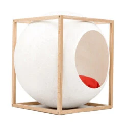 Le Cube Meyou -Chats Chiens Fournitures Magasin web cat cube wood ivory meyou paris side